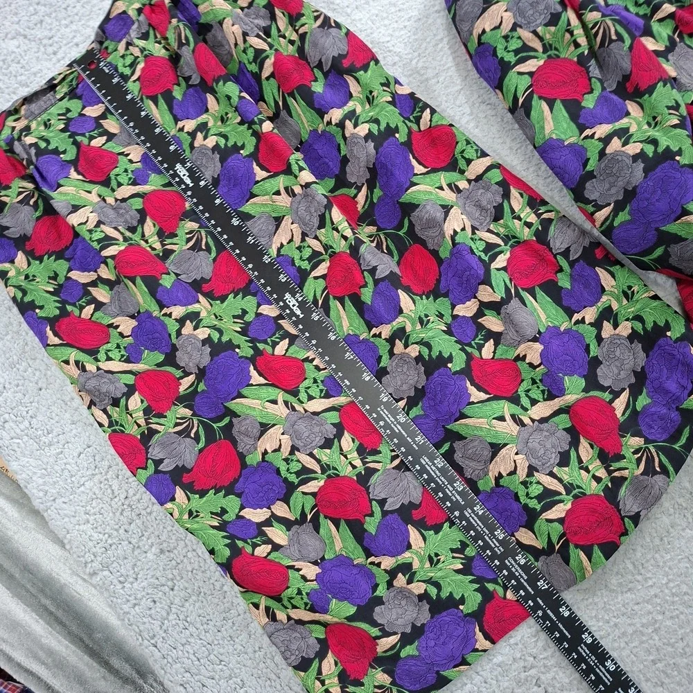 Vintage 80s Se Lah Skirt Suit 12 Bold Red Purple Floral Peplum Blazer‎ 2 Piece